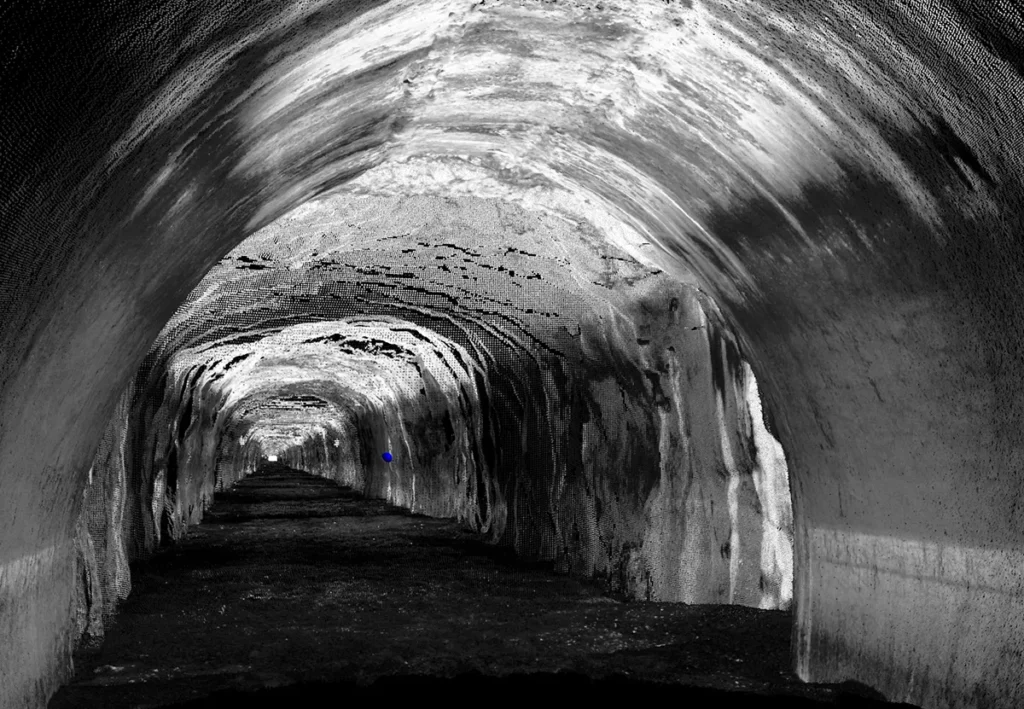 image generated by laser scanner in topography and geology works in the tunnel of lafortunada, huesca.